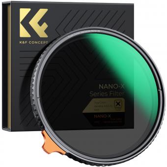 58 mm Variable de color verdadero ND2-32 (1-5 paradas) Filtro de lentes ND, filtro de densidad neutra ajustable con 28 recubrimientos de la serie Nano-X