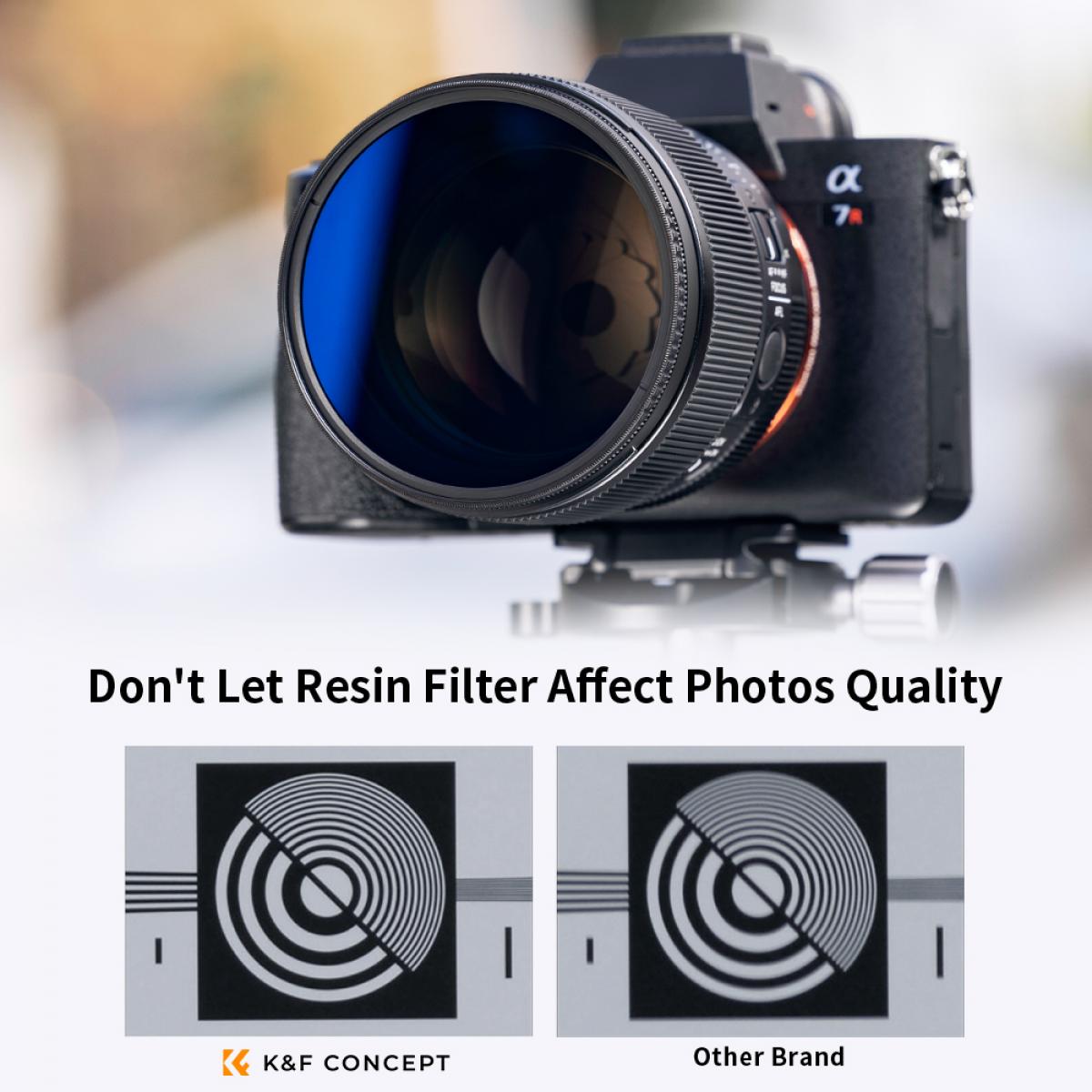 Un conjunto de filtros para una lente MCUV+CPL+ND4 de 67 mm con una tela para limpiar la lente y una bolsa de filtro