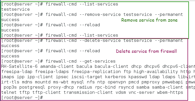 Firewall-cmd eliminar servicio