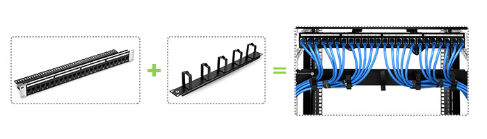 El diseño del estante de servidor con un cable de parche